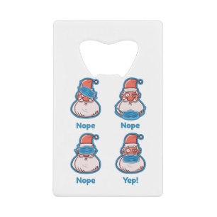covid face mask santa claus xmas credit card bottle opener