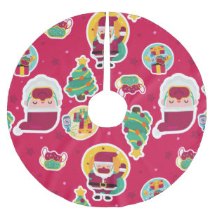 covid face mask santa tree brushed polyester tree skirt