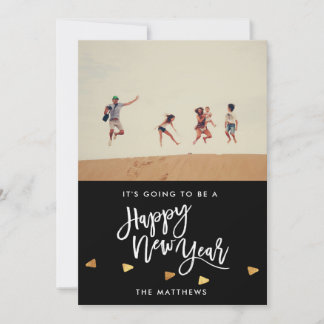 COVID Happy New Year Script Photo Holiday Card