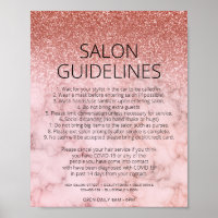 Covid Health Safety Rose Gold Glitter Hair Salon