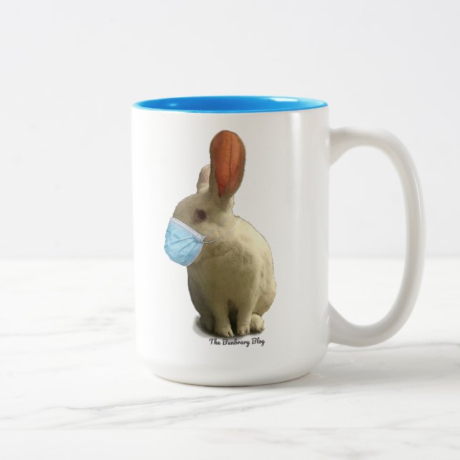 COVID Mask Bunny Mug - Blue (Right)