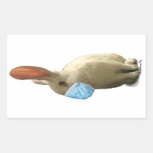 COVID Mask Rabbit Sticker (white)
