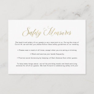 Covid Safety Guidelines Wedding Gold Mask Info Enclosure Card