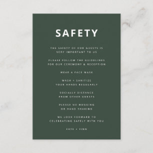 Covid Safety Measures   Dark Green Scandi Wedding Enclosure Card