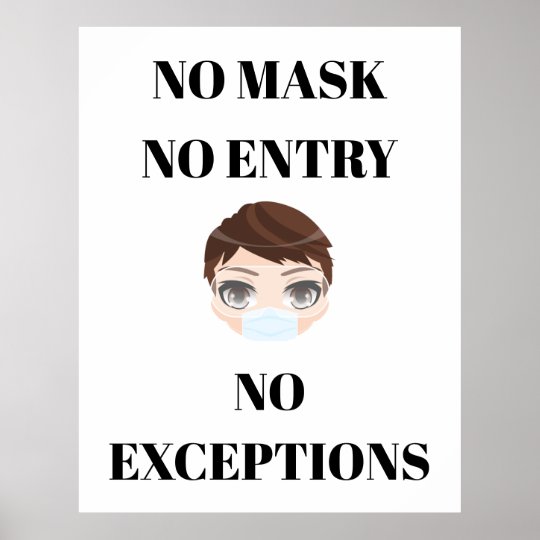 Covid Surgical Mask Compulsory Warning Customers Poster 