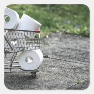 Covid Toilet Paper Shopping Square Sticker
