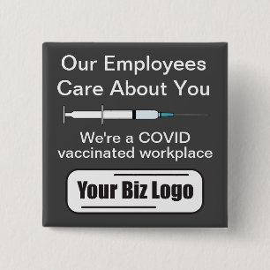 COVID Vaccinated Workplace Dark Background Button