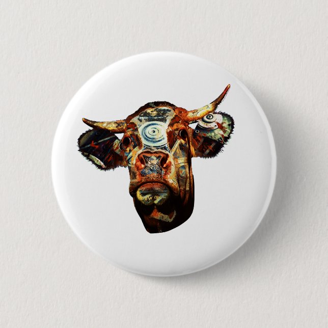 Cow 2 Inch Round Button (Front)