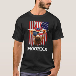 Cow 4th Of July American Flag Cowgirl Moorica T-Shirt