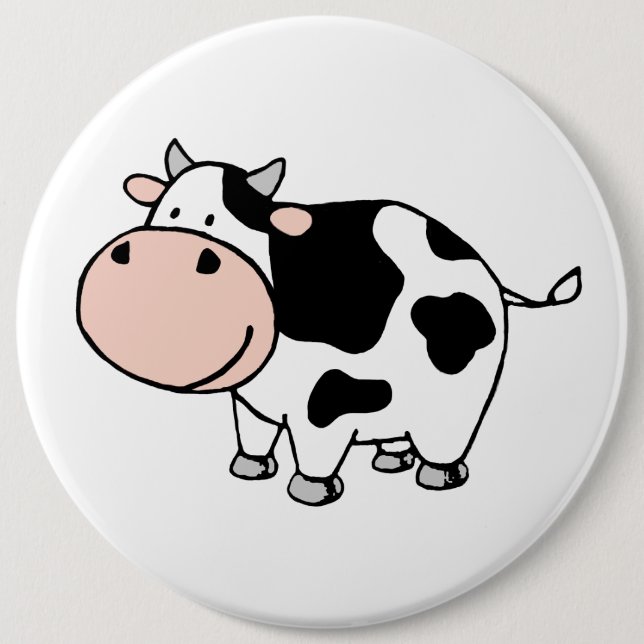 Cow 6 Inch Round Button (Front)