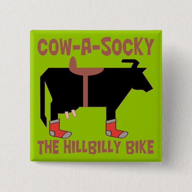 Cow A Socky 2 Inch Square Button (Front)