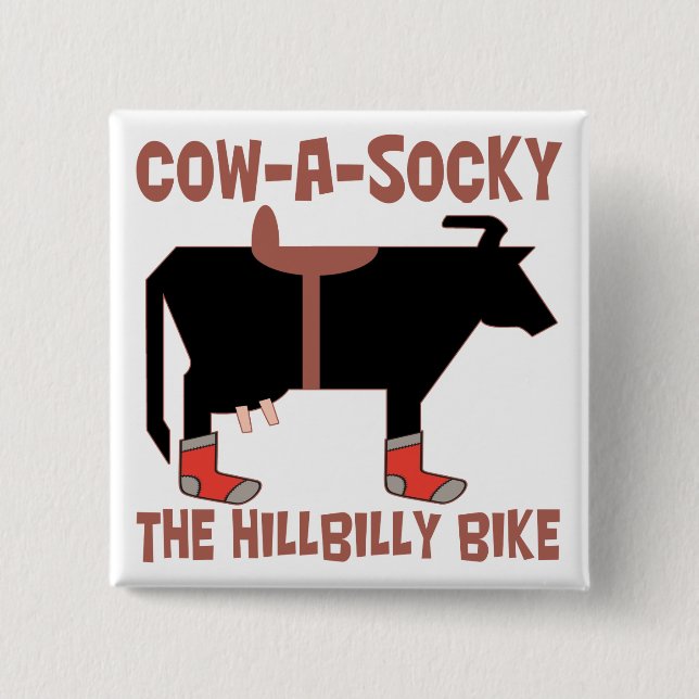 Cow A Socky 2 Inch Square Button (Front)