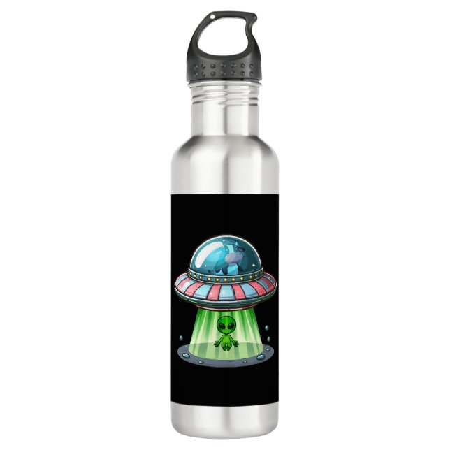 Cow Abducting Alien 710 Ml Water Bottle (Front)