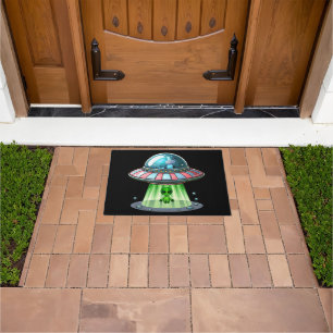 Cow Abducting Alien Doormat