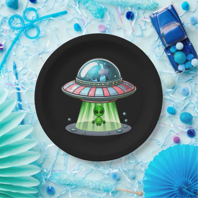 Cow Abducting Alien Paper Plate (Party)