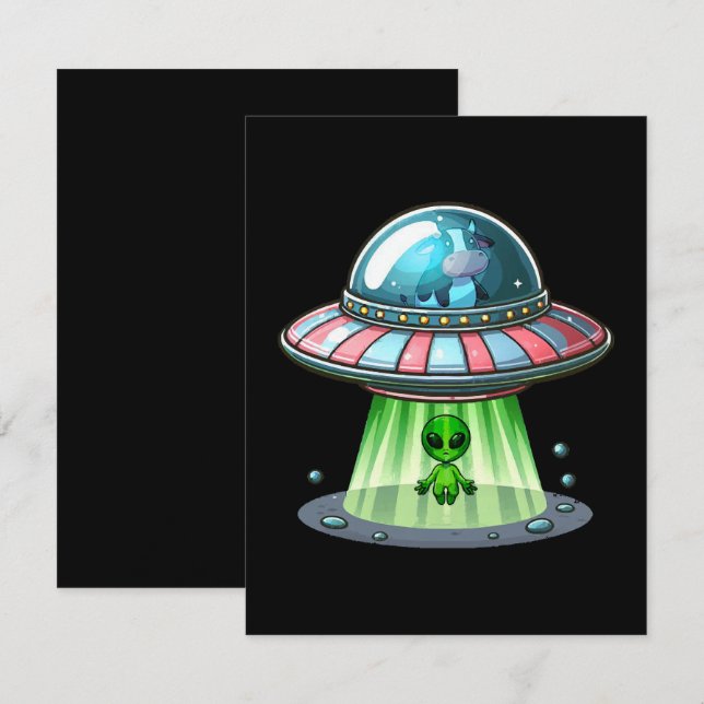 Cow Abducting Alien RSVP Card (Front/Back)