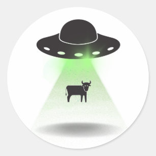 Cow Abduction Classic Round Sticker