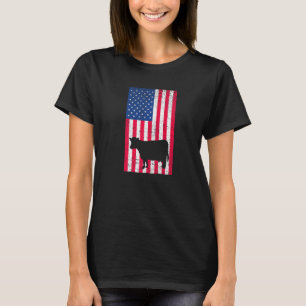 Cow American Usa Flag 4th Of July Farmer T-Shirt