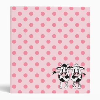 Cow and bull on pink polka dots. binder