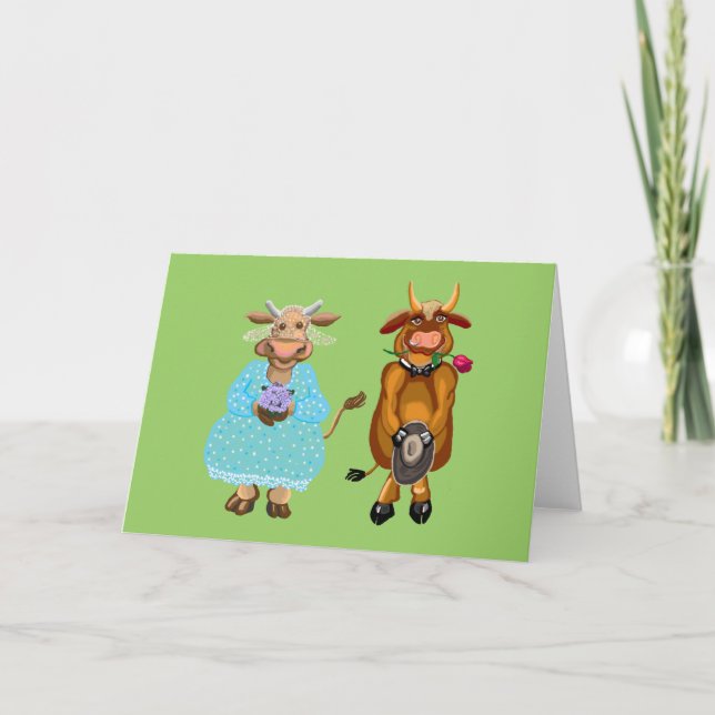 Cow and bull wedding card (Front)