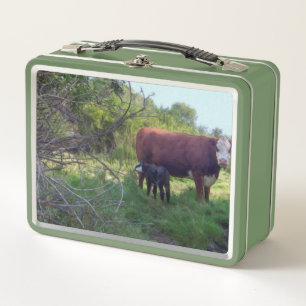 Cow and Calf at Pasture v2 Metal Lunch Box