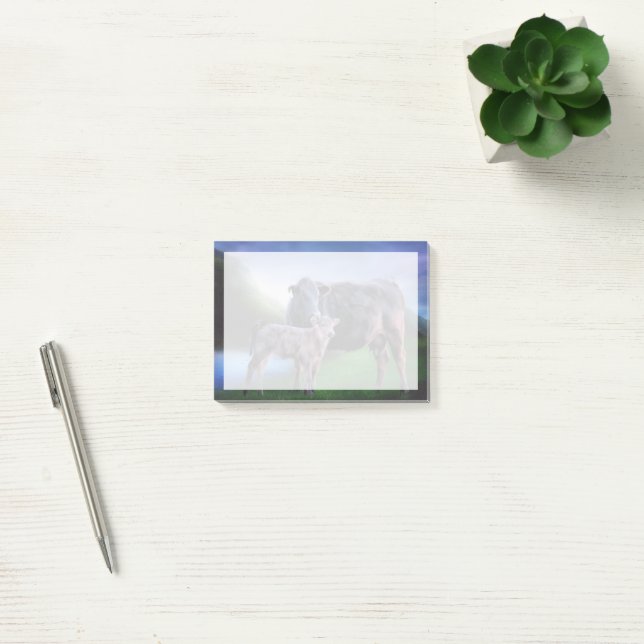 Cow and Calf by a Tranquil Lake in Rolling Hills Post-it Notes (Office)