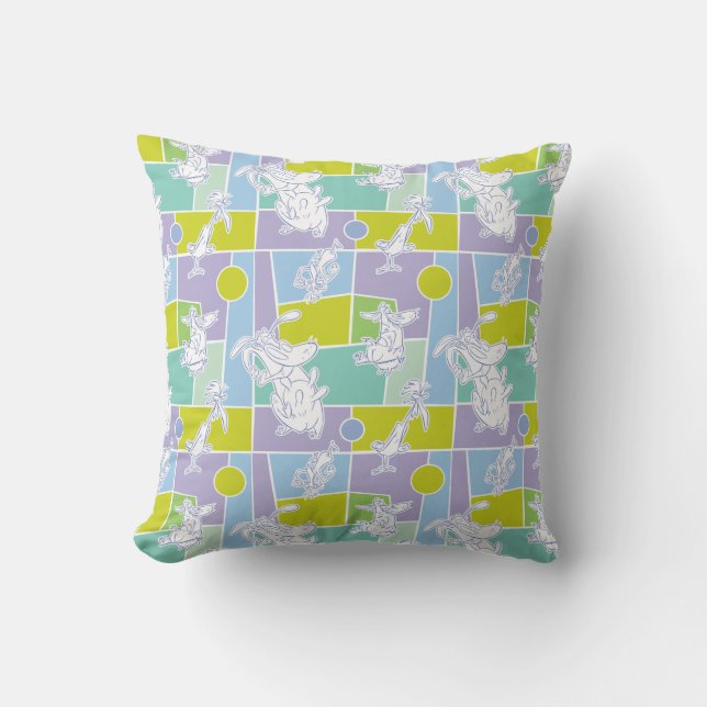 Cow and Chicken Colour Block Pattern Throw Pillow (Front)