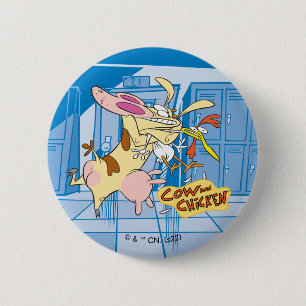 Cow and Chicken Hug Graphic 2 Inch Round Button