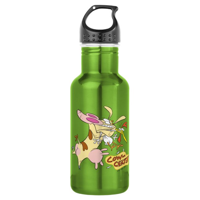 Cow and Chicken Hug Graphic 532 Ml Water Bottle (Front)