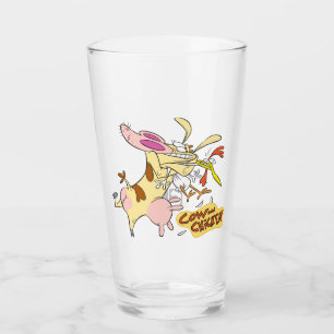 Cow and Chicken Hug Graphic Glass