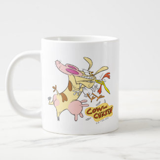 Cow and Chicken Hug Graphic Large Coffee Mug