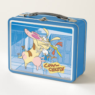 Cow and Chicken Hug Graphic Metal Lunch Box