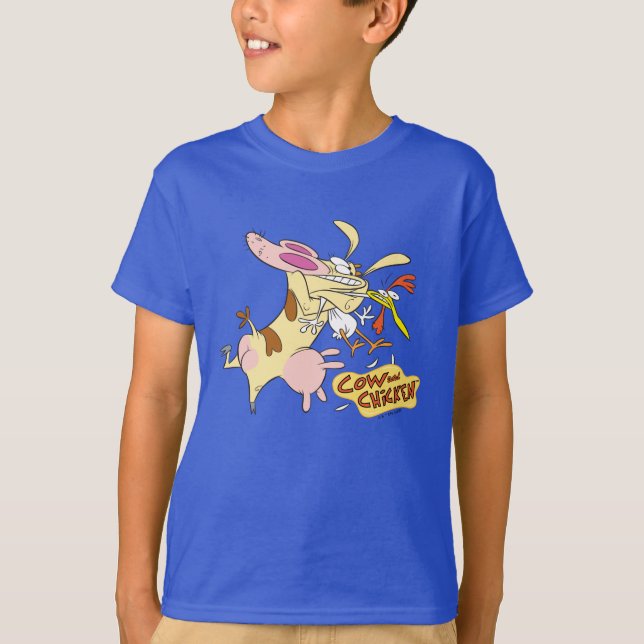 Cow and Chicken Hug Graphic T-Shirt (Front)