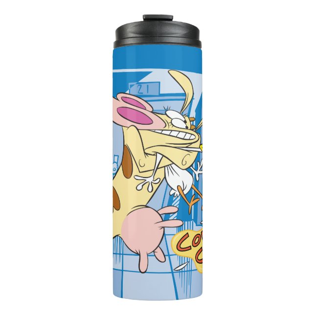 Cow and Chicken Hug Graphic Thermal Tumbler (Front)