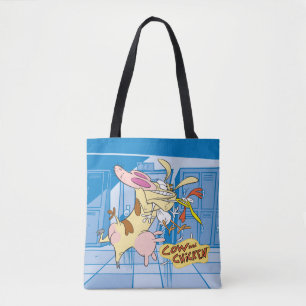 Cow and Chicken Hug Graphic Tote Bag