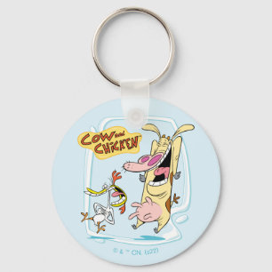 Cow and Chicken Laughing Graphic Keychain