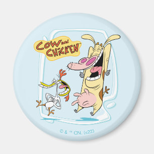 Cow and Chicken Laughing Graphic Magnet