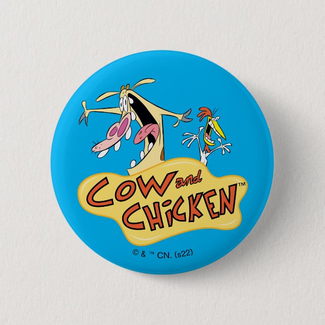 Cow and Chicken Logo Graphic 2 Inch Round Button (Front)