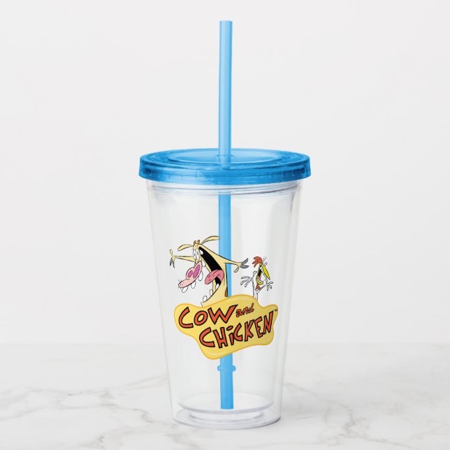 Cow and Chicken Logo Graphic Acrylic Tumbler (Front)