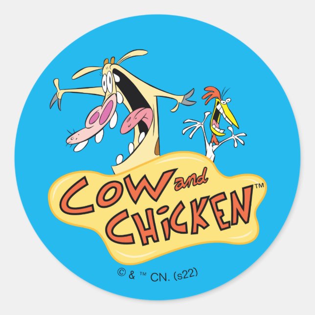 Cow and Chicken Logo Graphic Classic Round Sticker (Front)