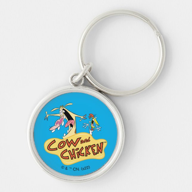 Cow and Chicken Logo Graphic Keychain (Front)
