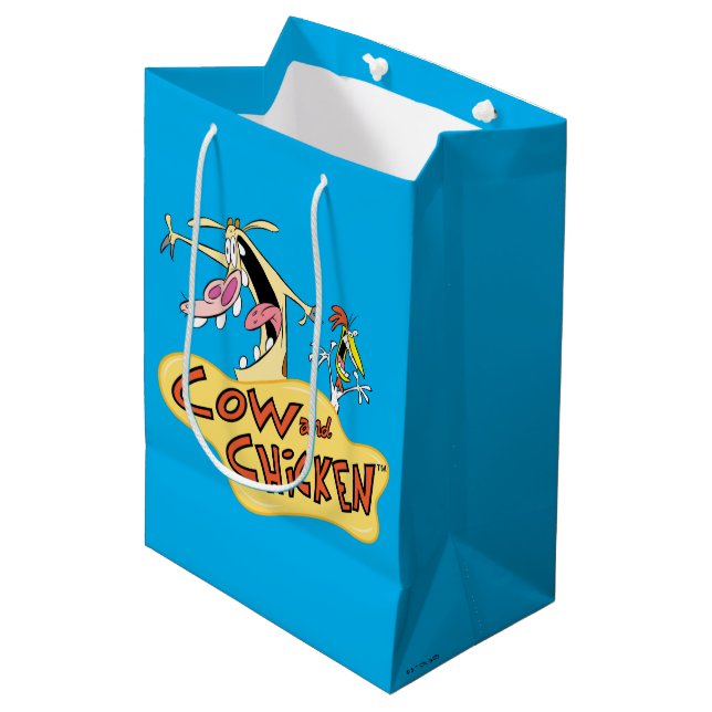 Cow and Chicken Logo Graphic Medium Gift Bag (Front Angled)