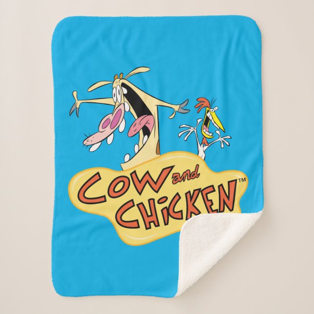 Cow and Chicken Logo Graphic Sherpa Blanket (Front)