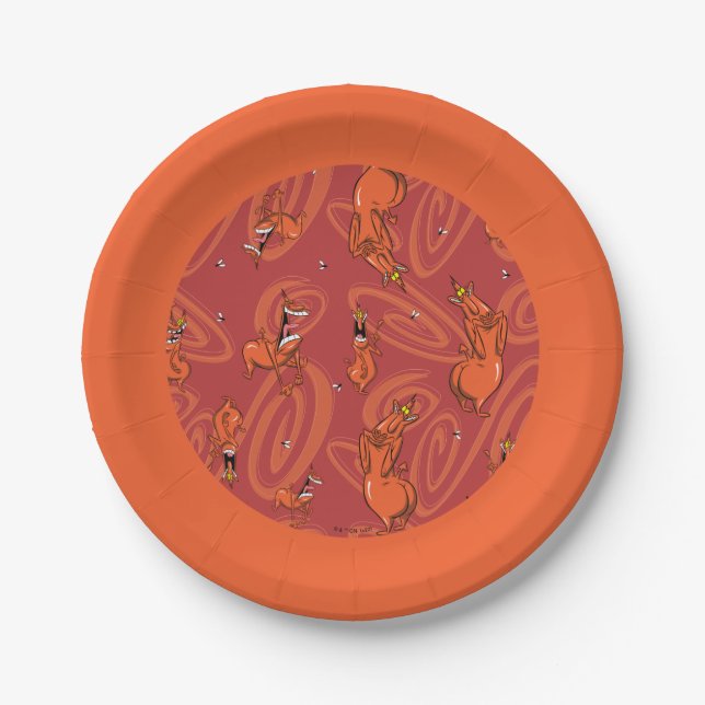 Cow and Chicken Red Guy Pattern Paper Plate (Front)
