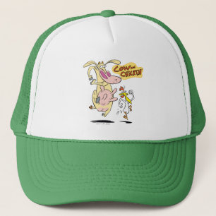 Cow and Chicken Running Graphic Trucker Hat