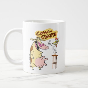 Cow and Chicken Smiling Graphic Large Coffee Mug