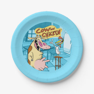 Cow and Chicken Smiling Graphic Paper Plate