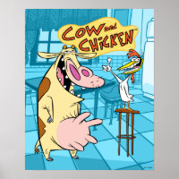 Cow and Chicken Smiling Graphic