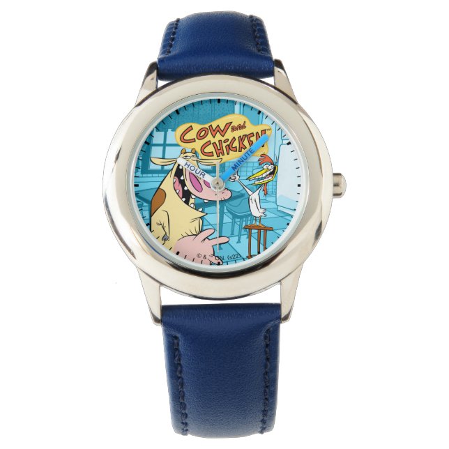 Cow and Chicken Smiling Graphic Watch (Front)
