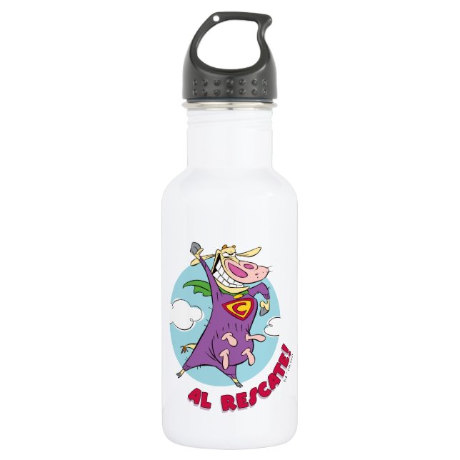 Cow and Chicken Super Cow Al Rescate! 532 Ml Water Bottle (Front)